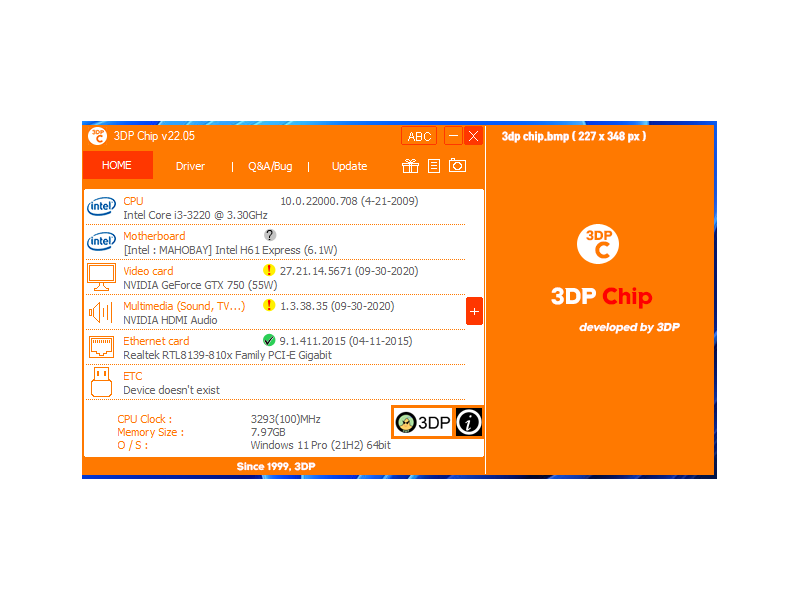 Download 3DP Chip - Cập nhật driver mới cho máy tính